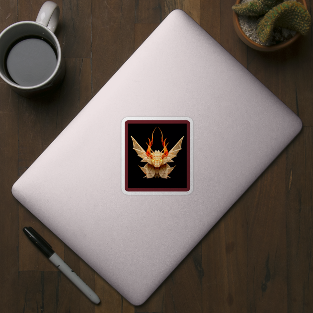 Fire Dragon Origami by Edongski303 Teepublic Merch